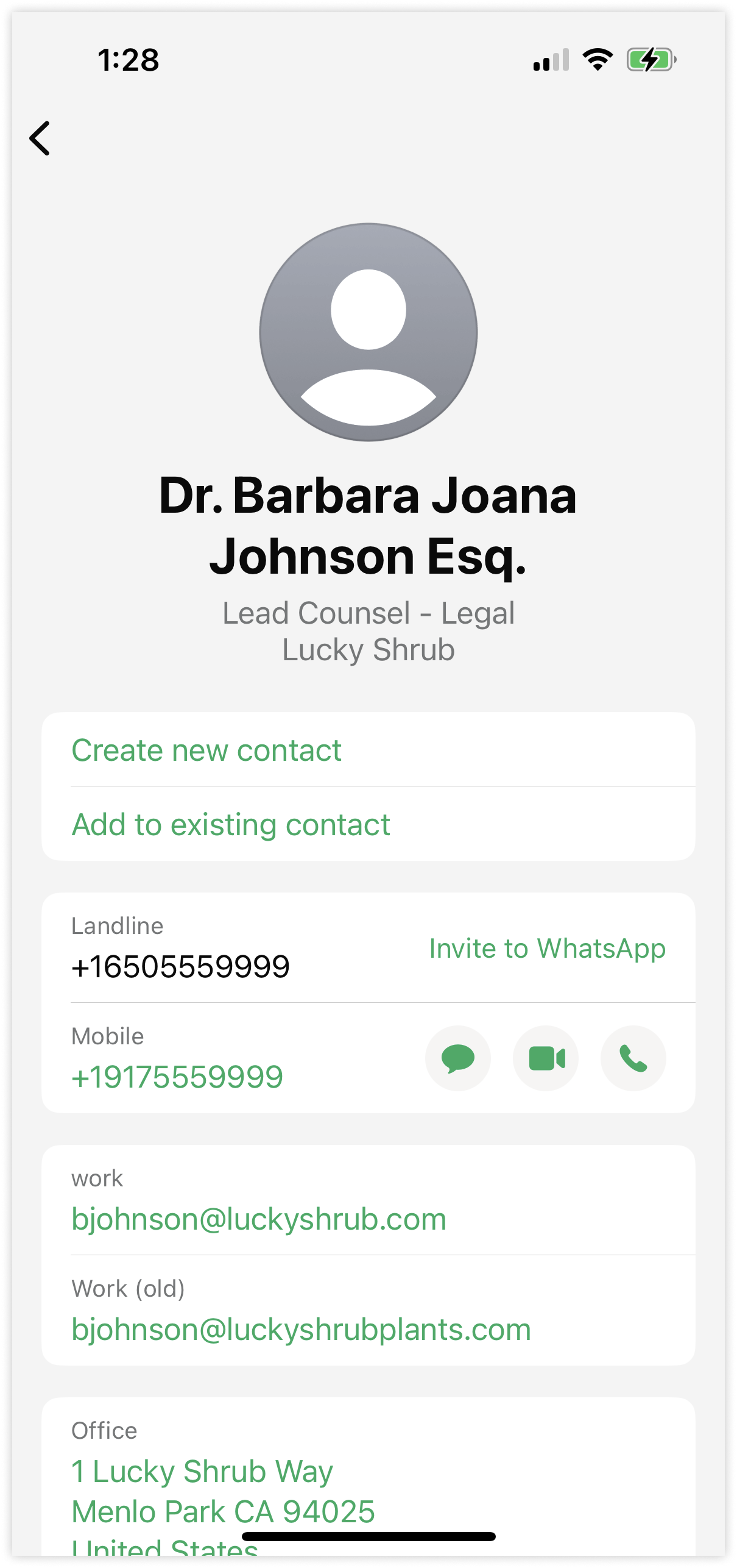 Visualização do contato no WhatsApp